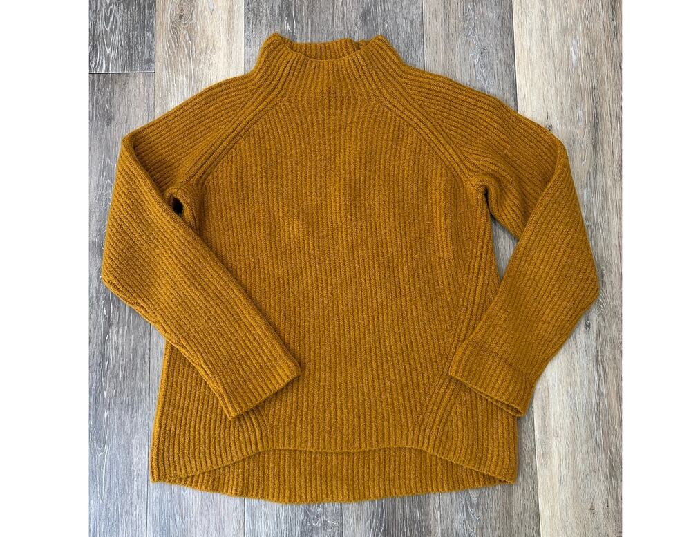 Madewell Ribbed Mock Neck Sweater Medium Mustard Gold Cozy Knit